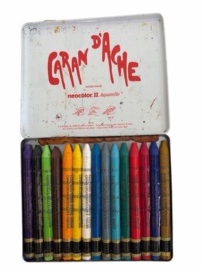 VINTAGE Caran d'Ache Neocolor II Aquarelle 15 Artists Water Soluble Wax Crayons